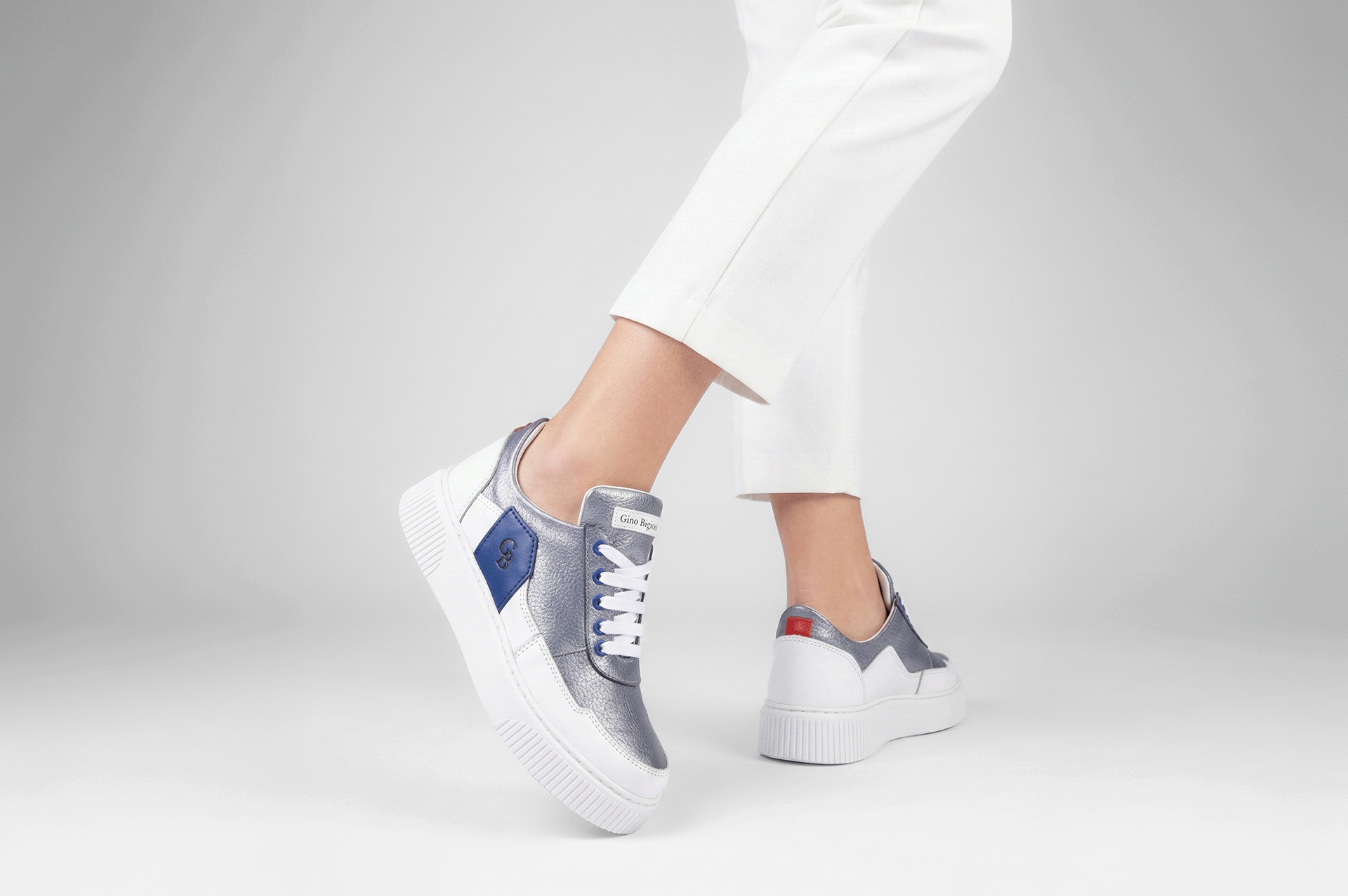 ZAPATILLAS MUJER CUERO GLITTER BIGIONI ZA50-24 AZUL ACERO - 2