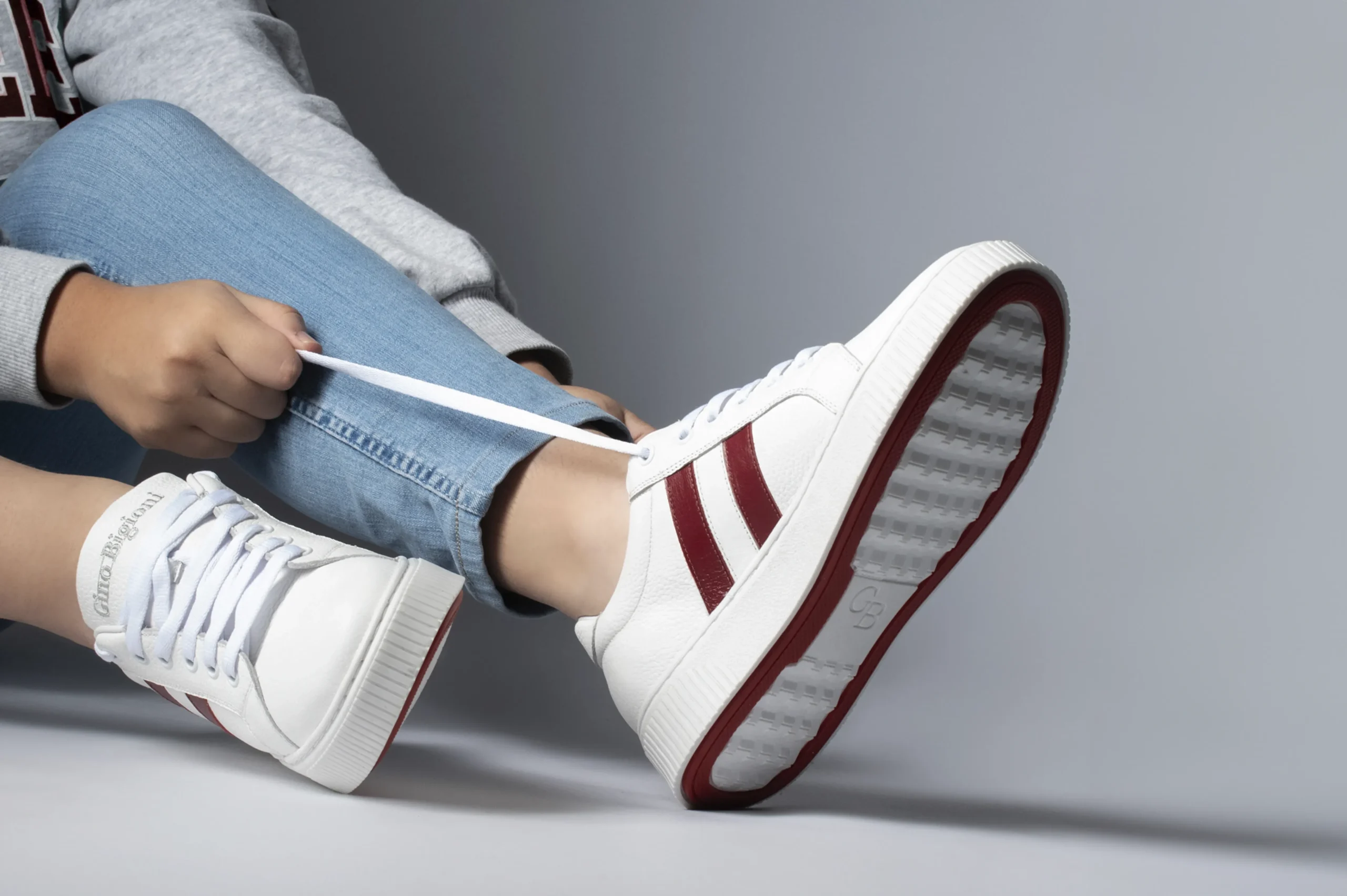 ZAPATILLAS MUJER CUERO FLOTTER BIGIONI BICOLOR BLANCO Y ROJO - 2