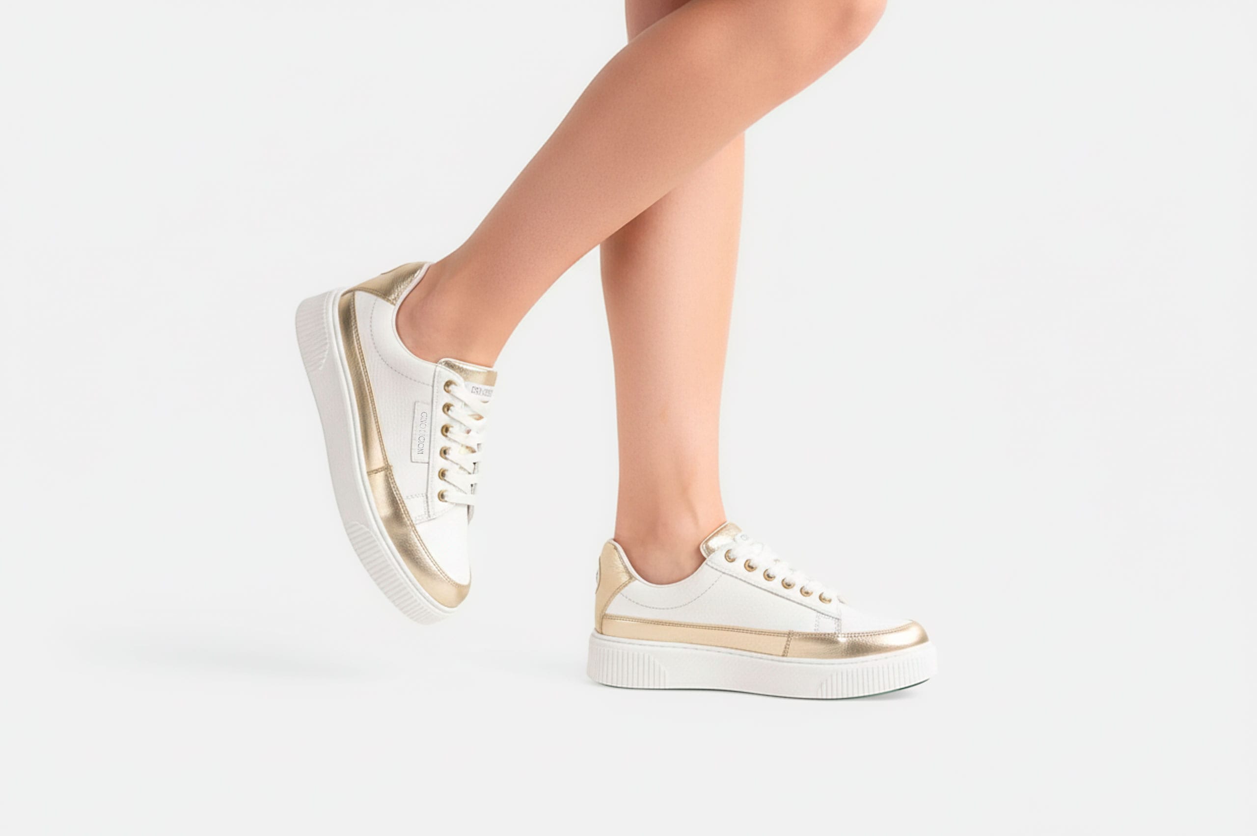 ZAPATILLAS MUJER CUERO FLOTTER BIGIONI ZA51-24 BLANCO Y DORADO - 2