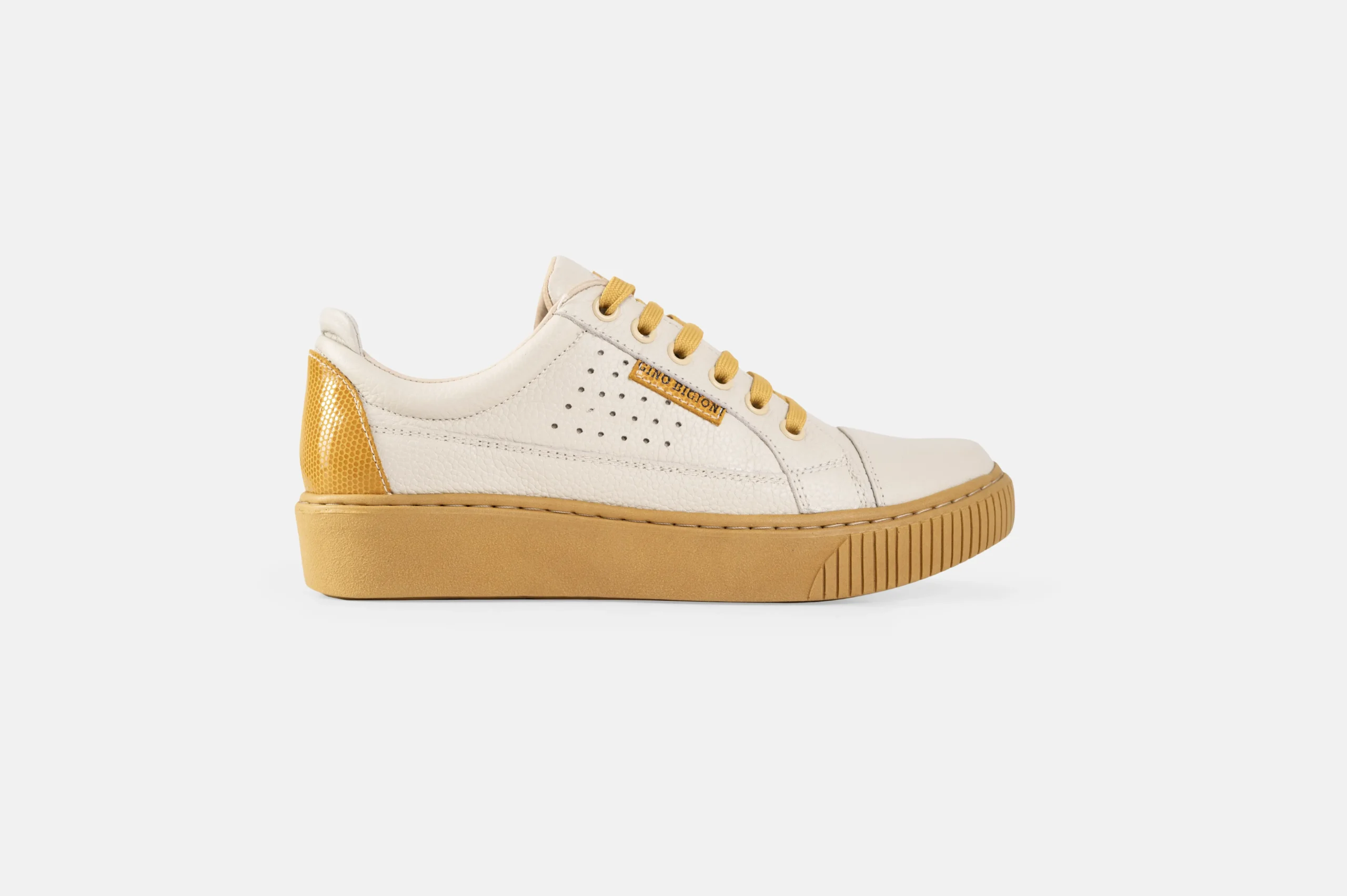 ZAPATILLAS MUJER CUERO FLOTTER BIGIONI ZA35 BEIGE Y MOSTAZA - 1