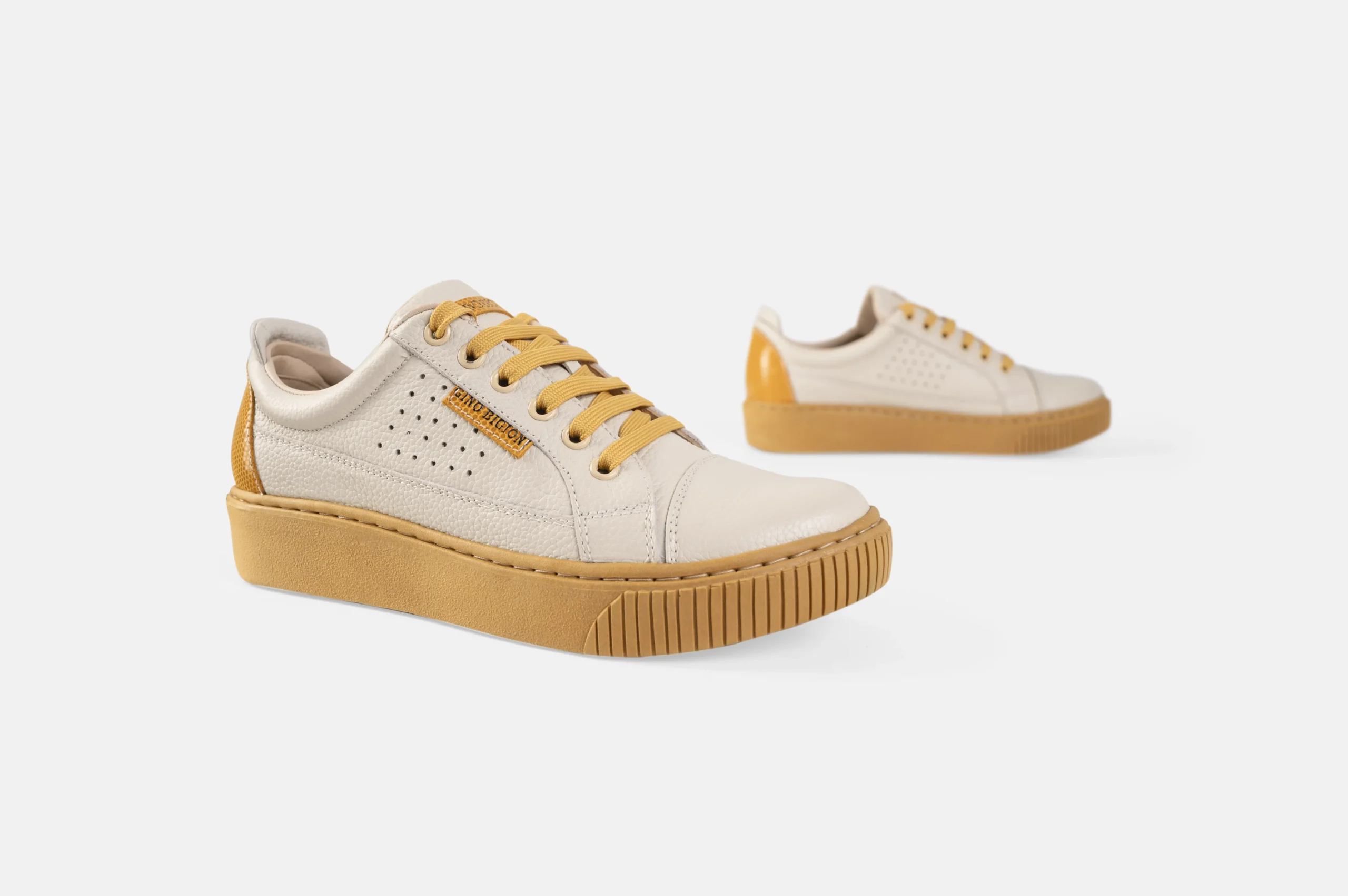 ZAPATILLAS MUJER CUERO FLOTTER BIGIONI ZA35 BEIGE Y MOSTAZA - 4