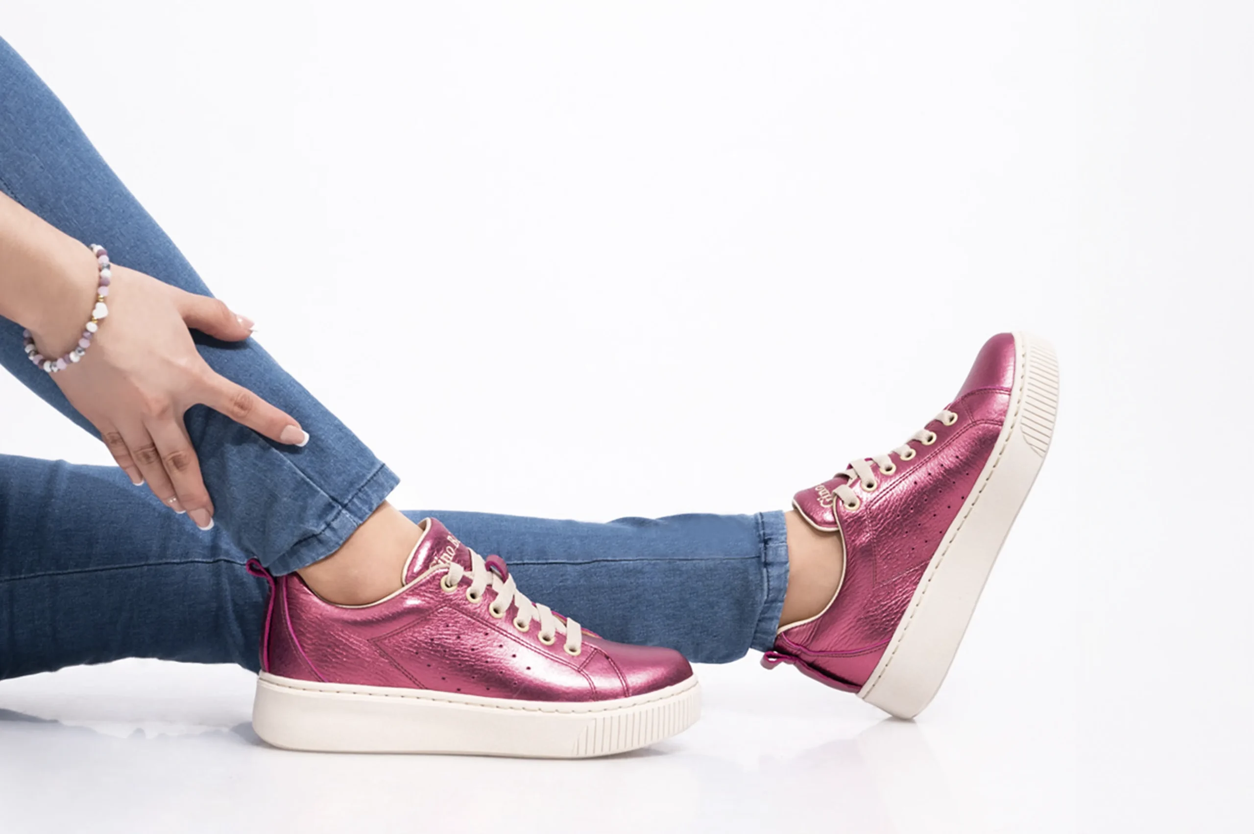 ZAPATILLAS MUJER CUERO GLITTER BIGIONI ZA46 ROSA PLATINO - 2