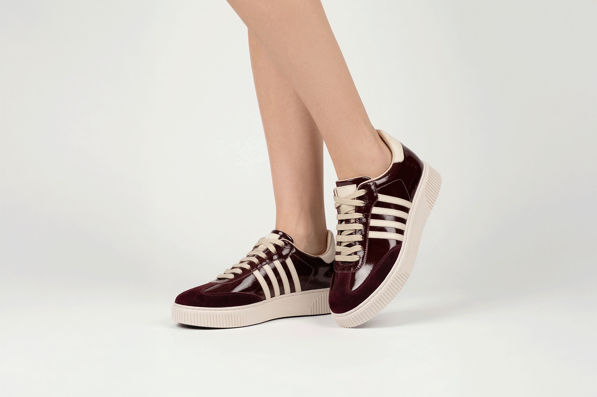 ZAPATILLAS MUJER CUERO CHAROL BIGIONI ZAM-04 VINO - 2