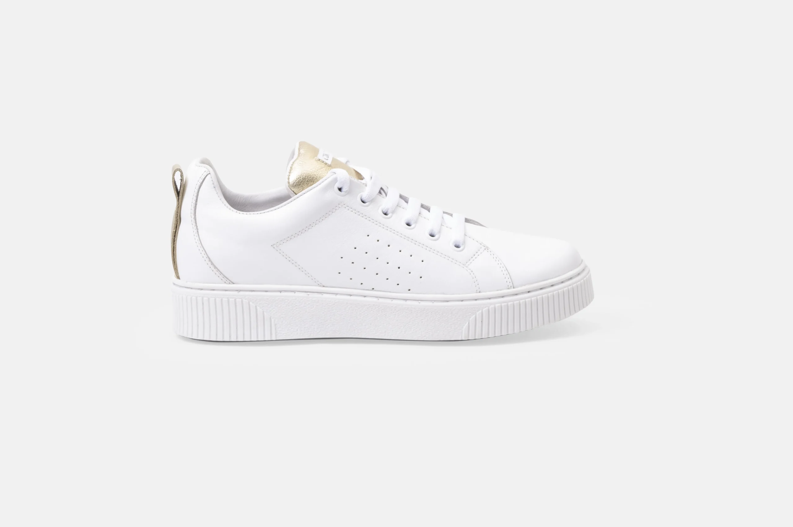 ZAPATILLAS MUJER CUERO LISO BIGIONI ZA46 BLANCO Y DORADO - 1