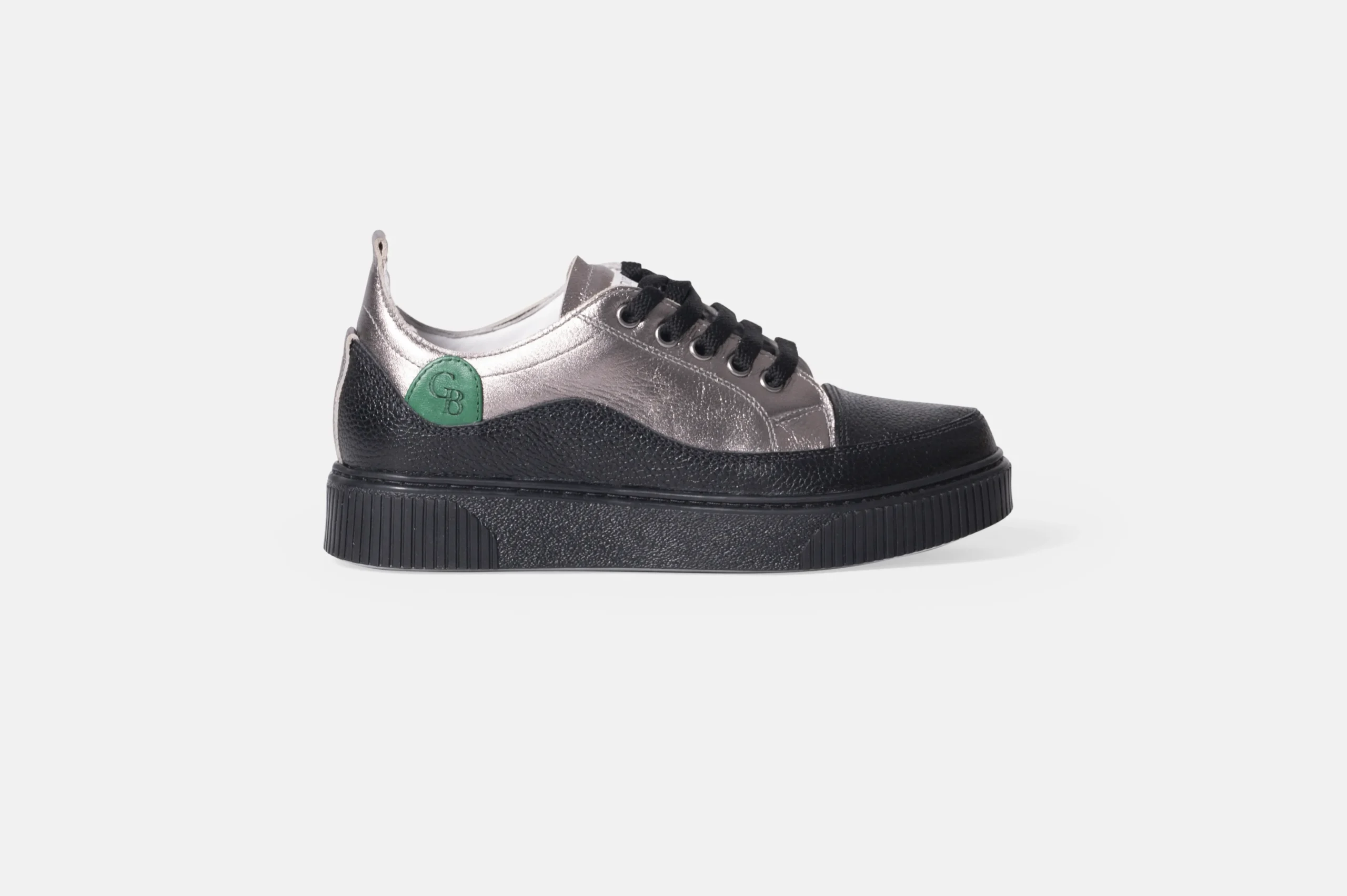 ZAPATILLAS MUJER CUERO FLOTTER BIGIONI ZA00-24 NEGRO Y PLATA - 1