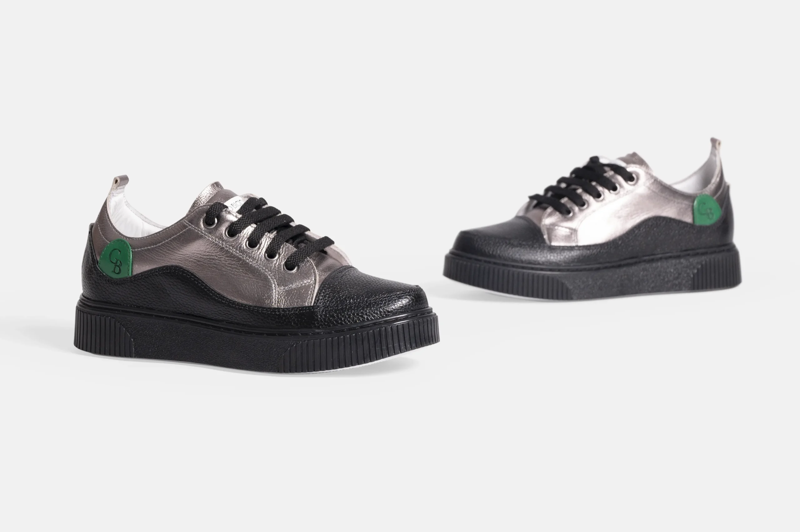 ZAPATILLAS MUJER CUERO FLOTTER BIGIONI ZA00-24 NEGRO Y PLATA - 3