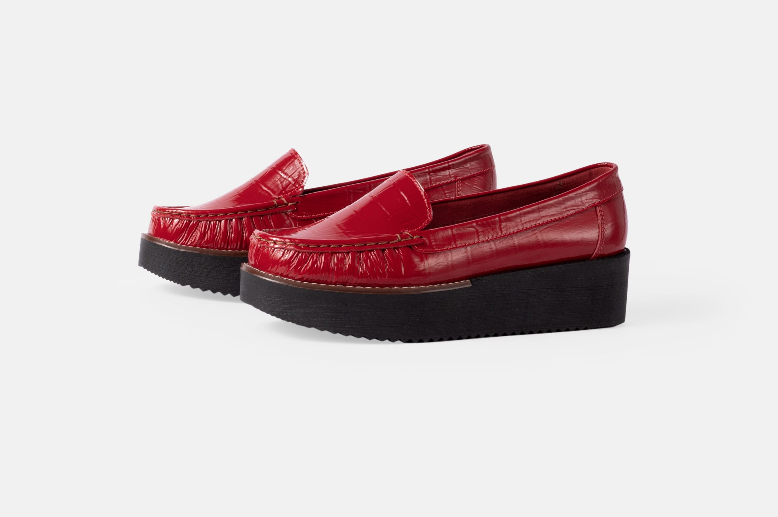 MOCASIN MUJER CUERO CROCO BIGIONI MOC-50 ROJO - 4