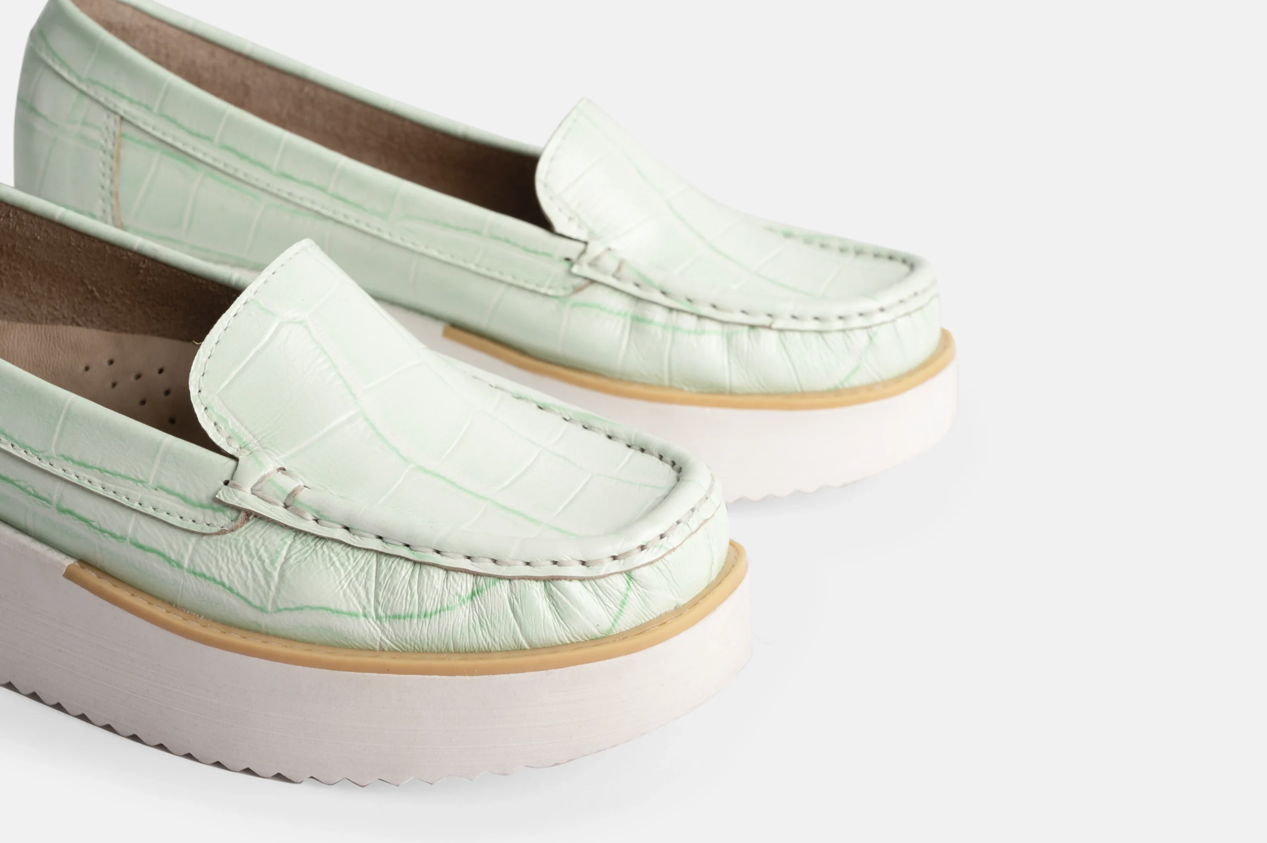 MOCASIN MUJER CUERO CROCO BIGIONI MOC VERDE - 4