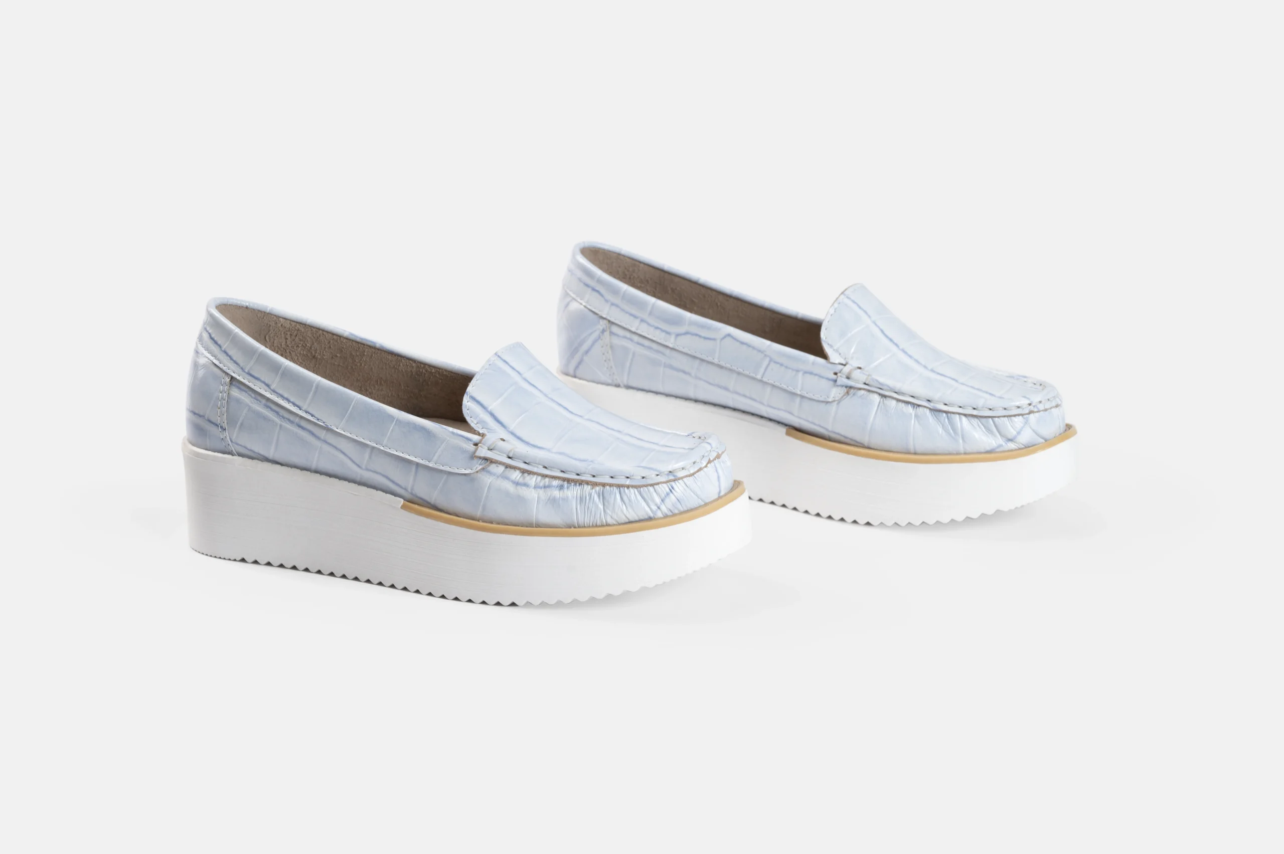 MOCASIN MUJER CUERO CROCO BIGIONI MOC CELESTE - 4