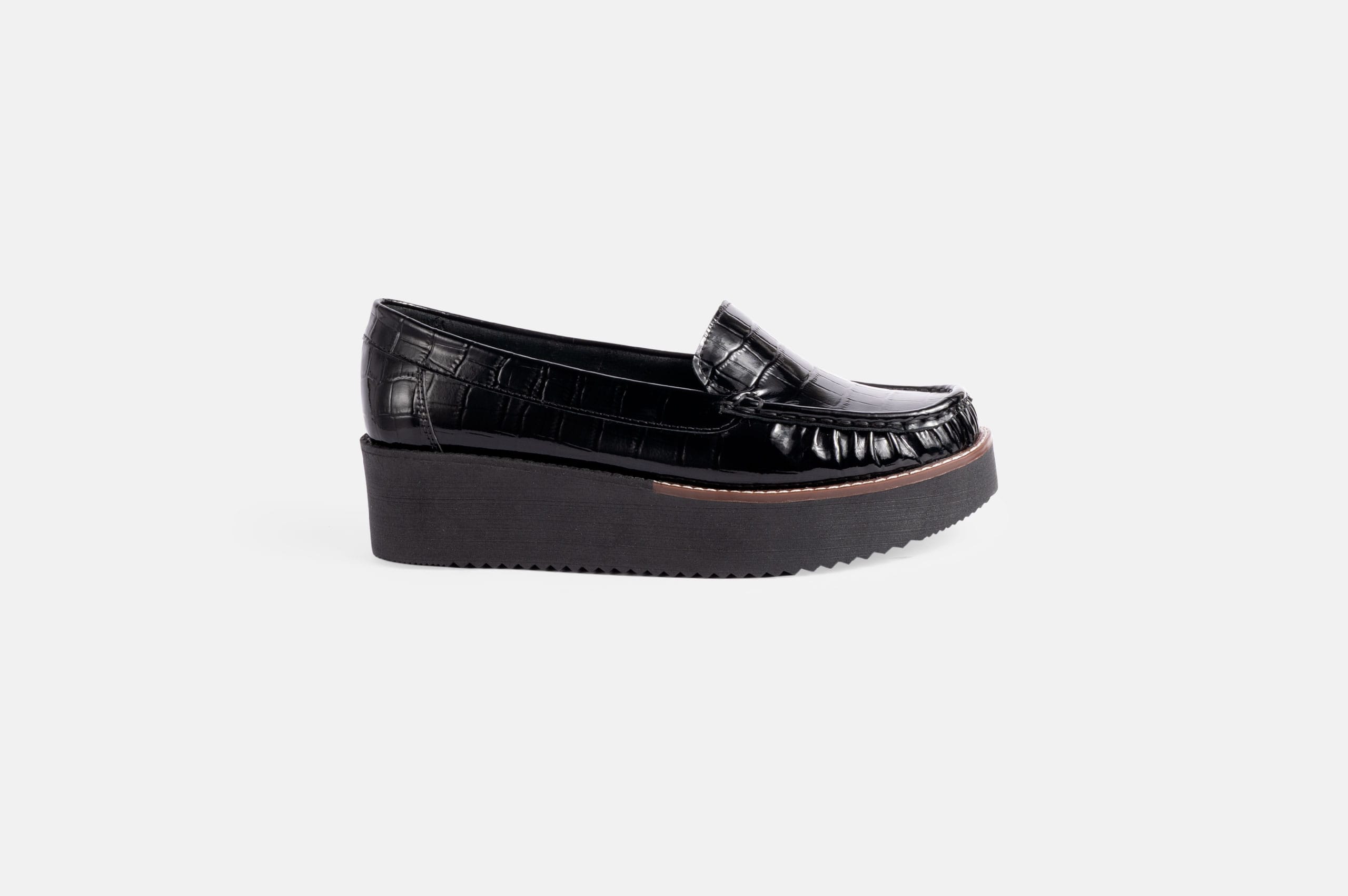 MOCASIN MUJER CUERO CROCO BIGIONI MOC-50 NEGRO - 1