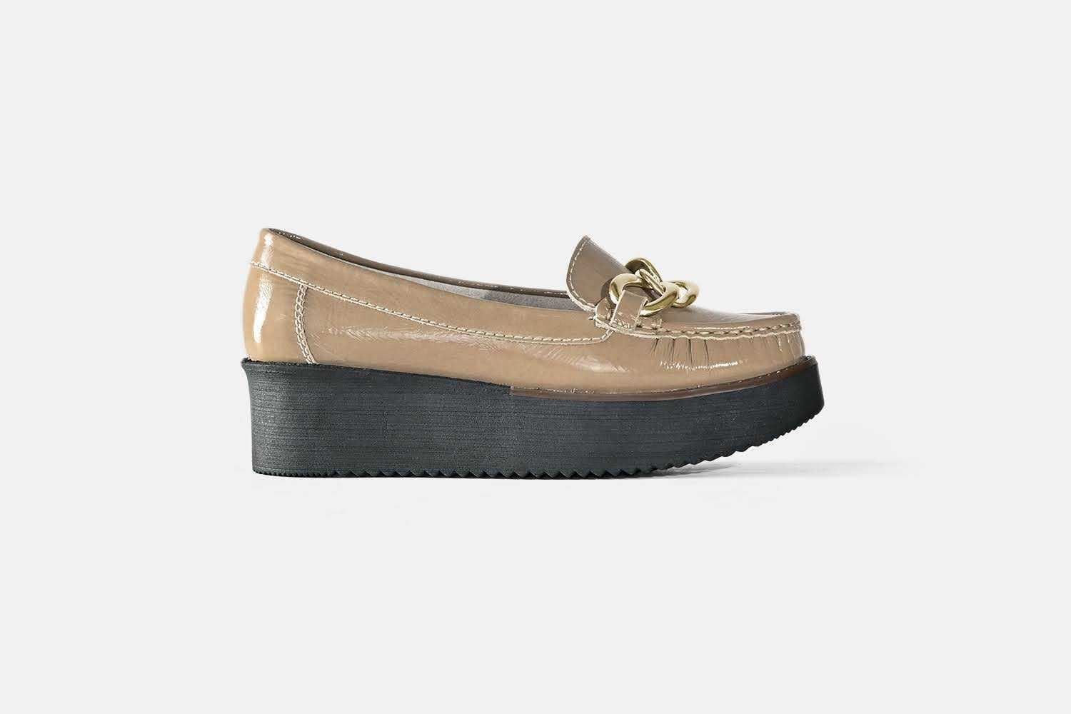 MOCASIN MUJER CUERO CHAROL BIGIONI PLA TAUPE - 1