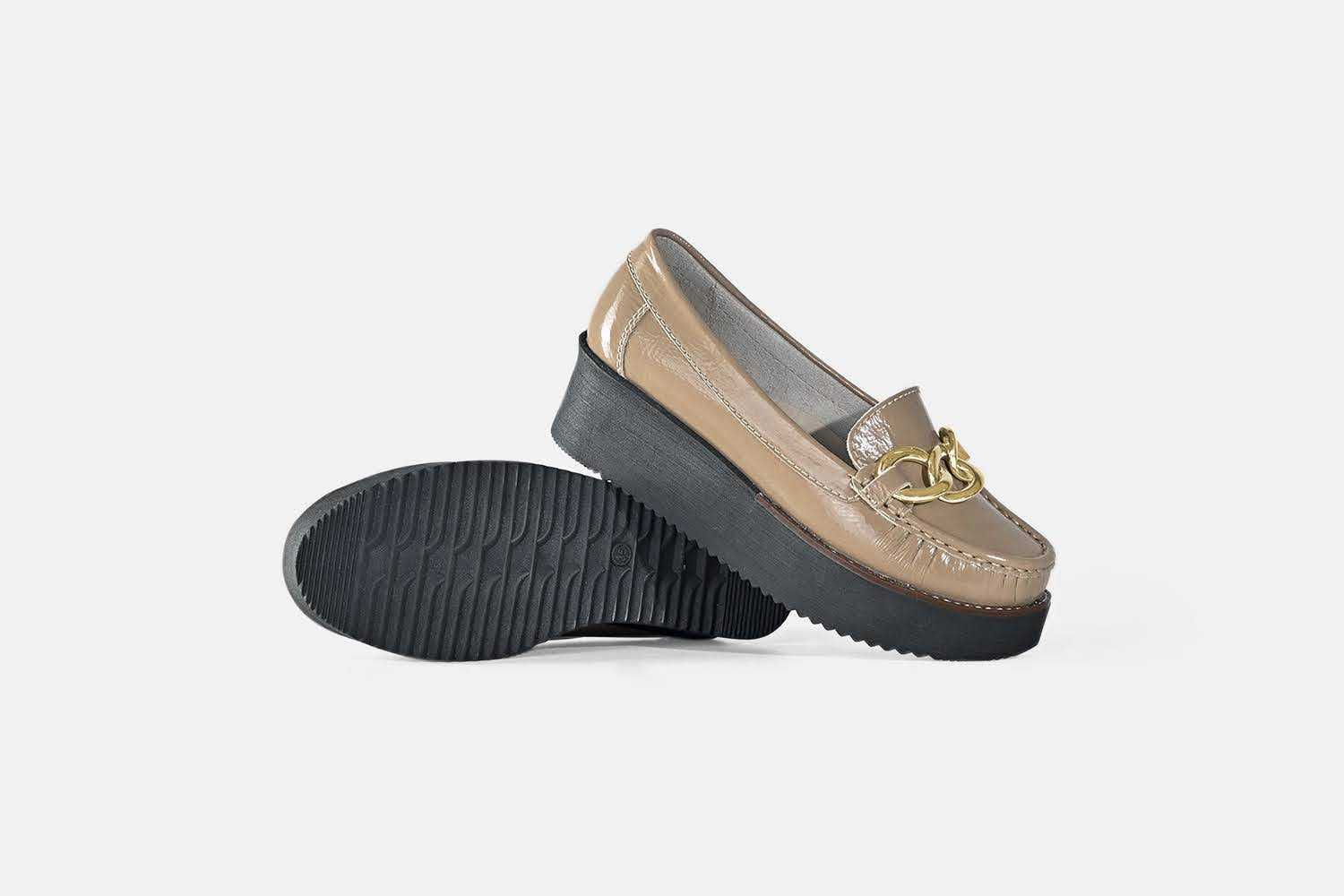 MOCASIN MUJER CUERO CHAROL BIGIONI PLA TAUPE - 4