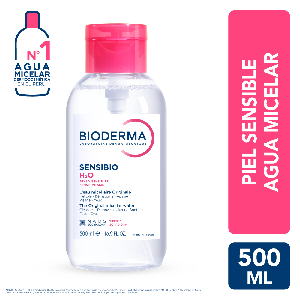 AGUA MICELAR BIODERMA SENSIBIO H2O PUMP 500ML - 1
