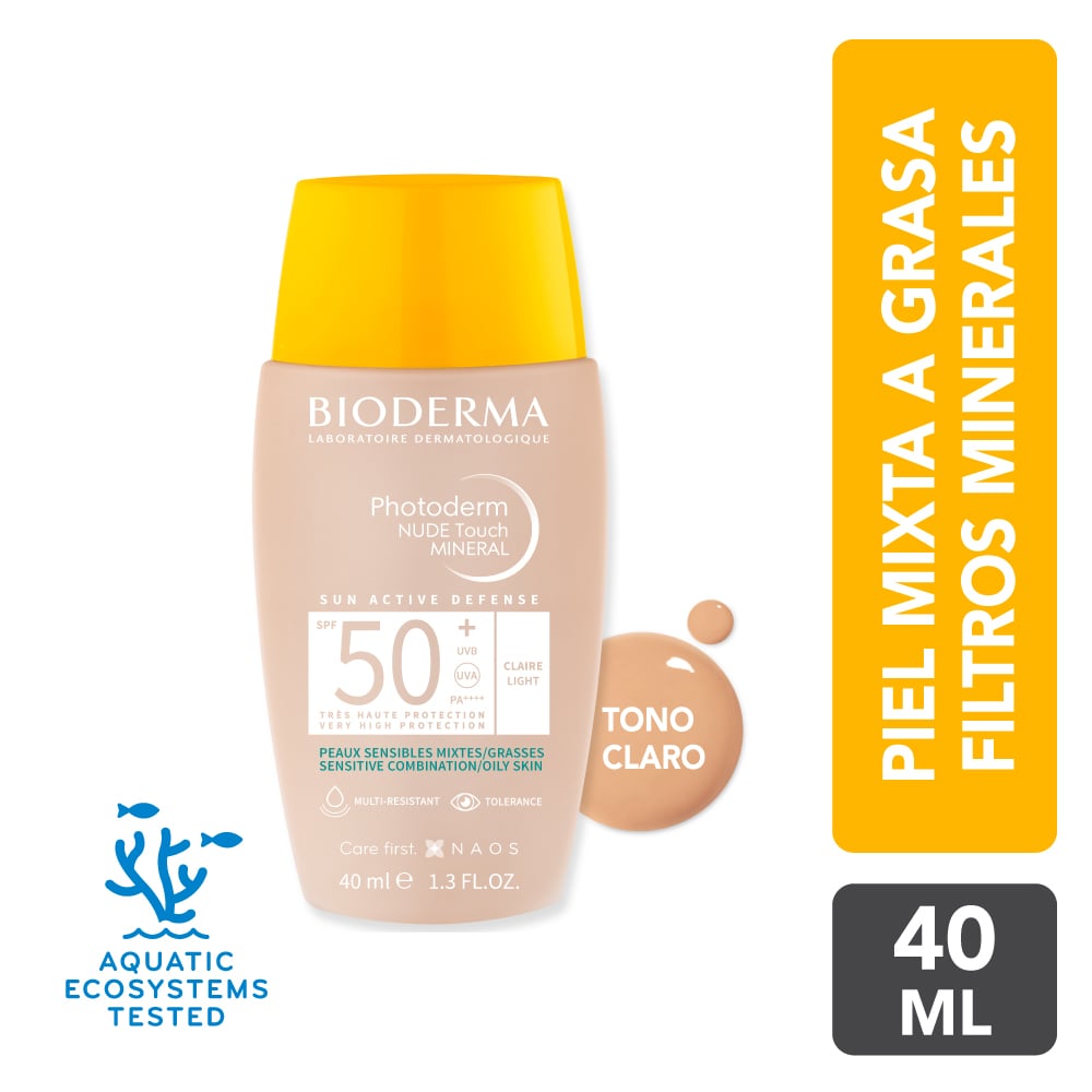 PROTECTOR SOLAR BIODERMA PHOTODERM NUDE TOUCH CLAIRE SPF50+ 40ML - 1