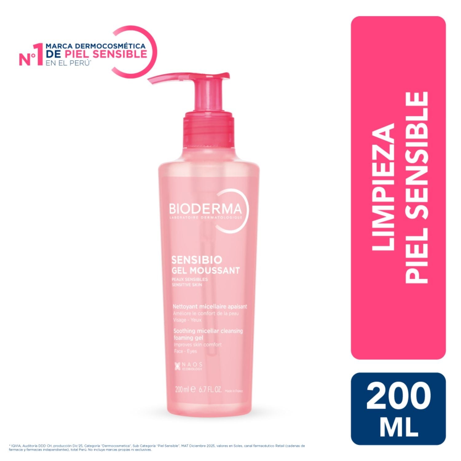 GEL LIMPIADOR BIODERMA SENSIBIO GEL MOUSSANT 200ML - 1