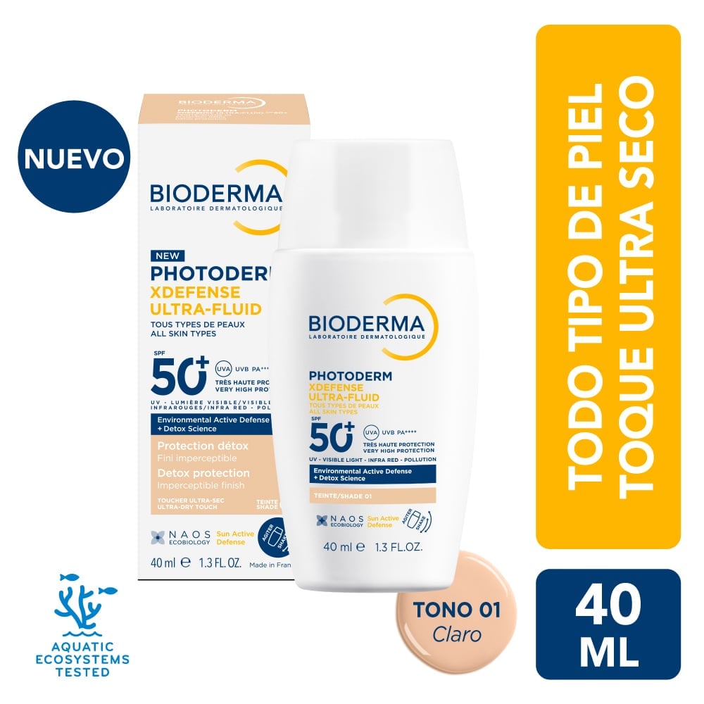 PROTECTOR SOLAR BIODERMA PHOTODERM XDEFENSE ULTRA-FLUIDO SPF50+ 40ML TONO CLARO - 1