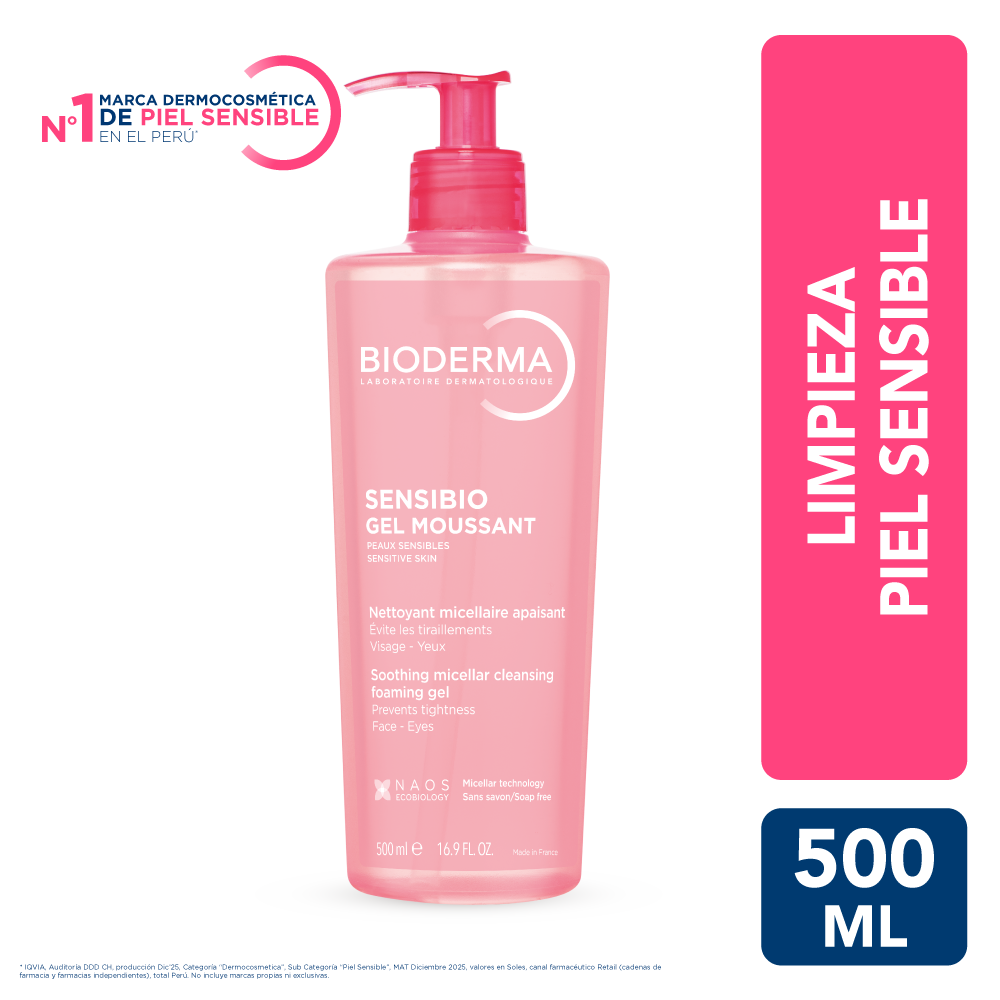 GEL LIMPIADOR BIODERMA SENSIBIO GEL MOUSSANT 500ML - 1