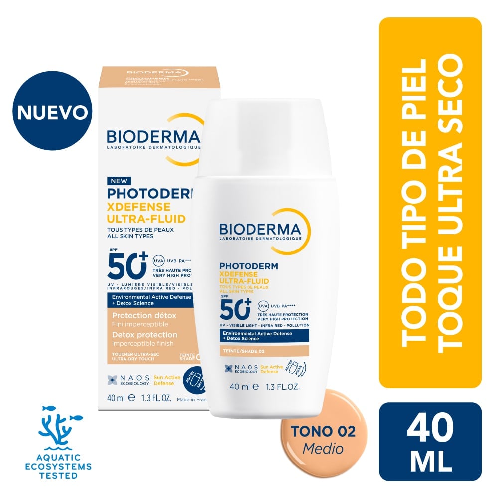 PROTECTOR SOLAR BIODERMA PHOTODERM XDEFENSE ULTRA-FLUIDO SPF50+ 40ML TONO MEDIO - 1