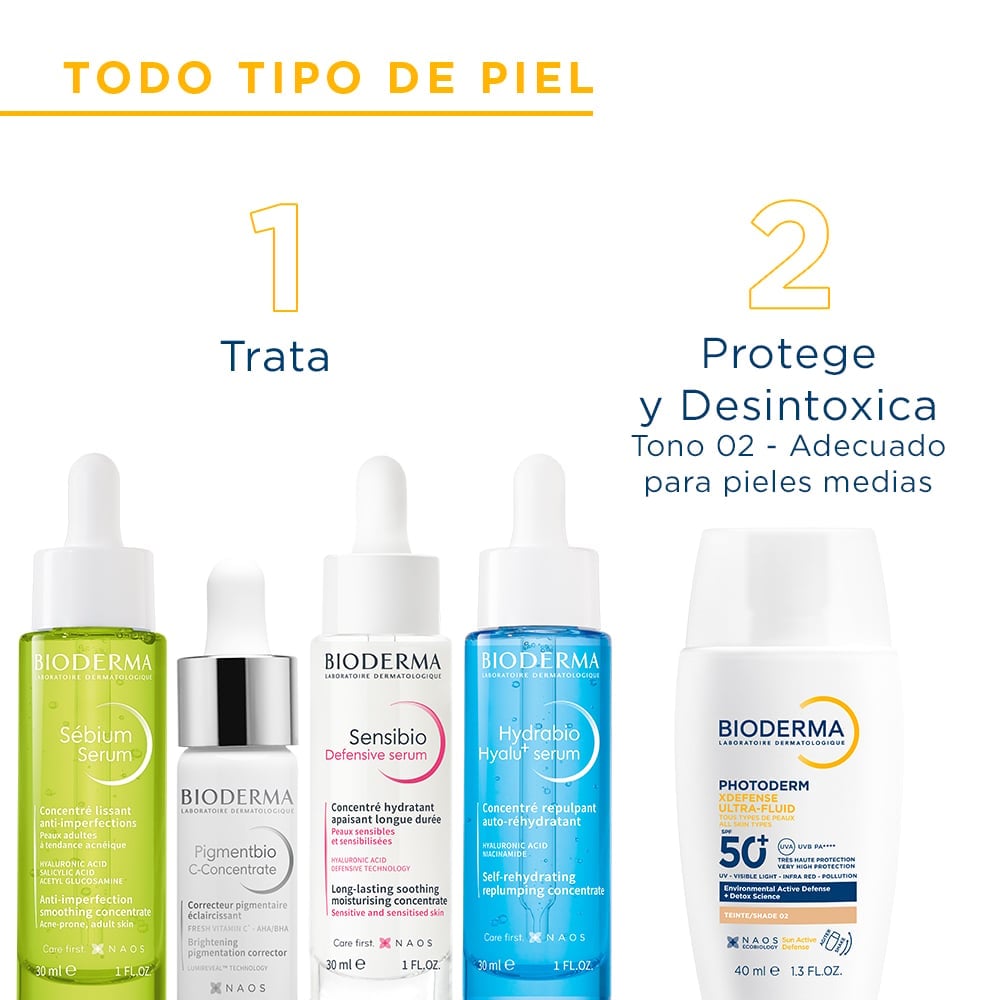 PROTECTOR SOLAR BIODERMA PHOTODERM XDEFENSE ULTRA-FLUIDO SPF50+ 40ML TONO MEDIO - 2