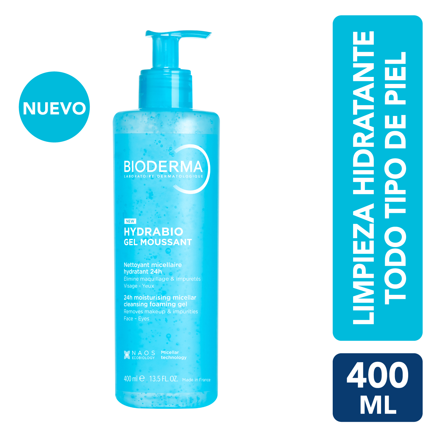 GEL LIMPIADOR BIODERMA HYDRABIO GEL MOUSSANT 400ML - 1