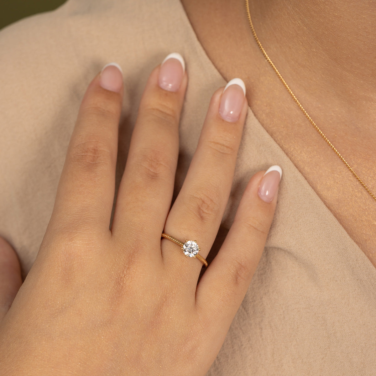 ANILLO SOLITARIO LABRADO ROSÉ - 2