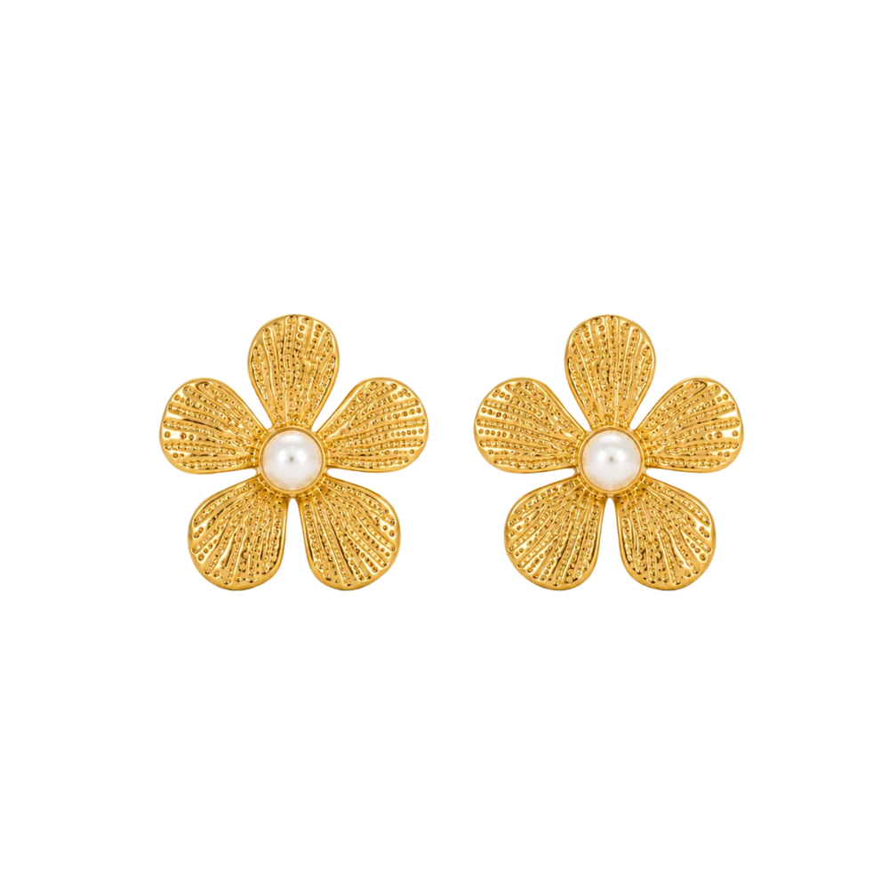 ARETES FLOR MINI Y PERLA WATERPROOF - 1