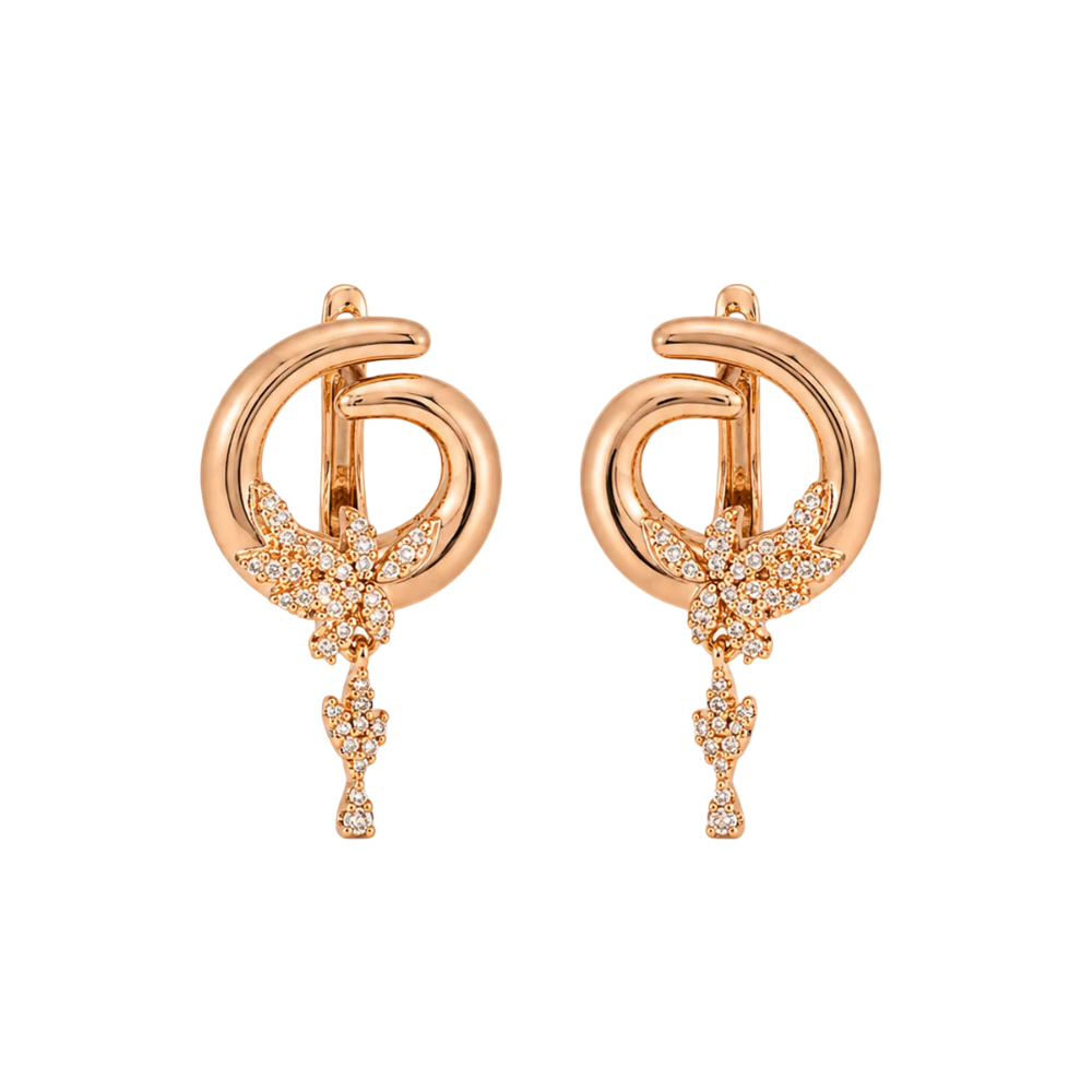 ARETES HOJAS COLGANTES ROSÉ - 1