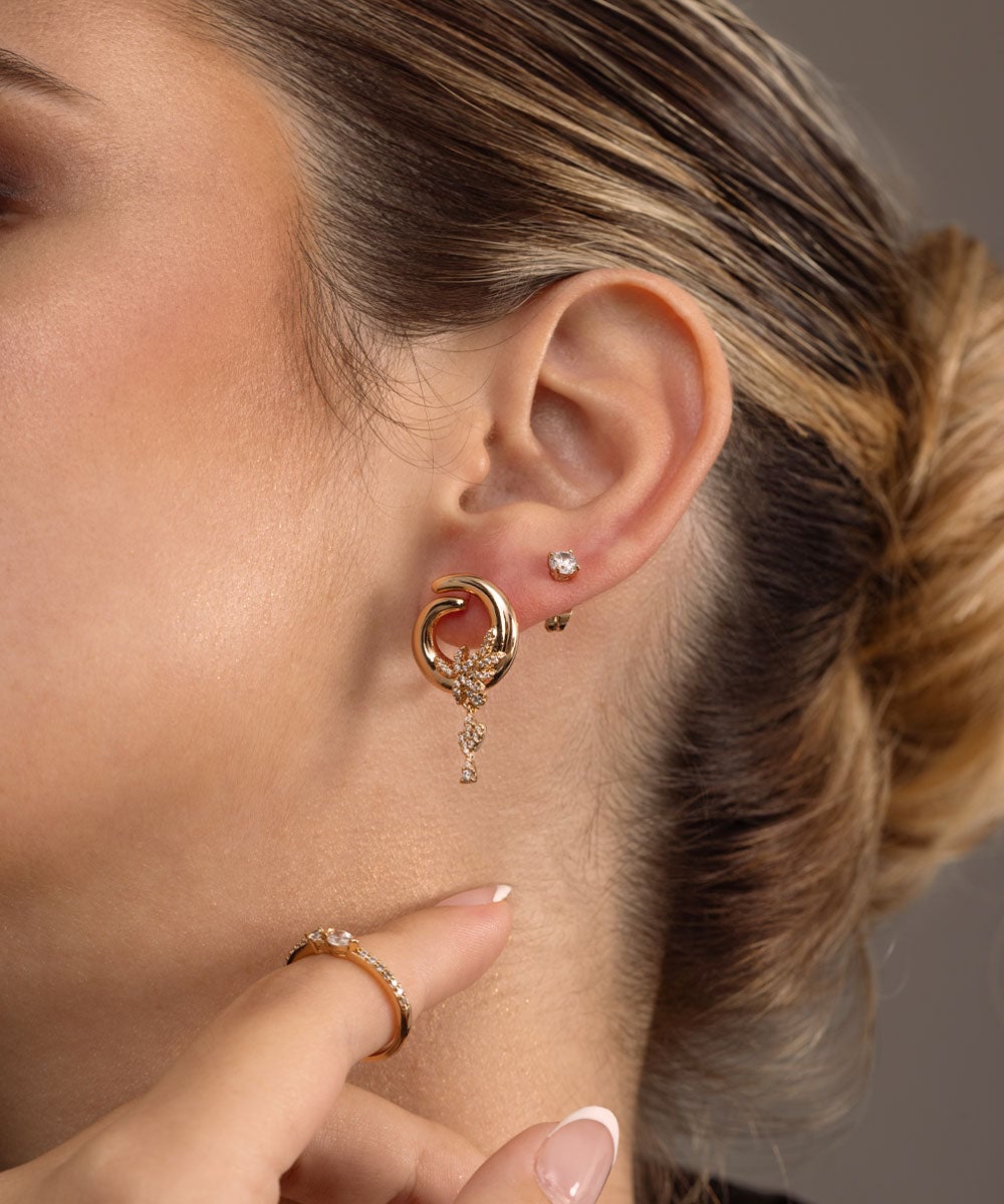ARETES HOJAS COLGANTES ROSÉ - 2
