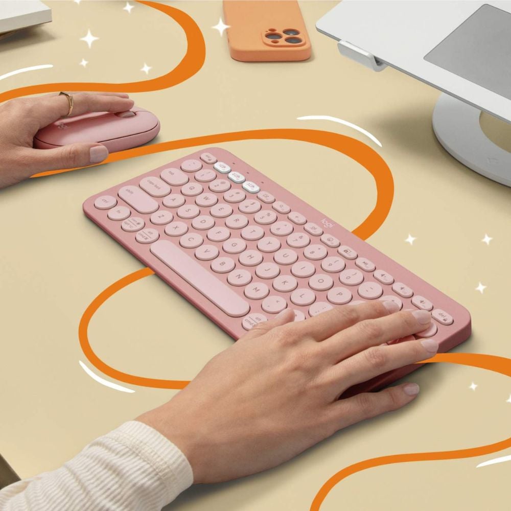 TECLADO LOGITECH INALÁMBRICO PEBBLE 2 K380S ROSADO - 4