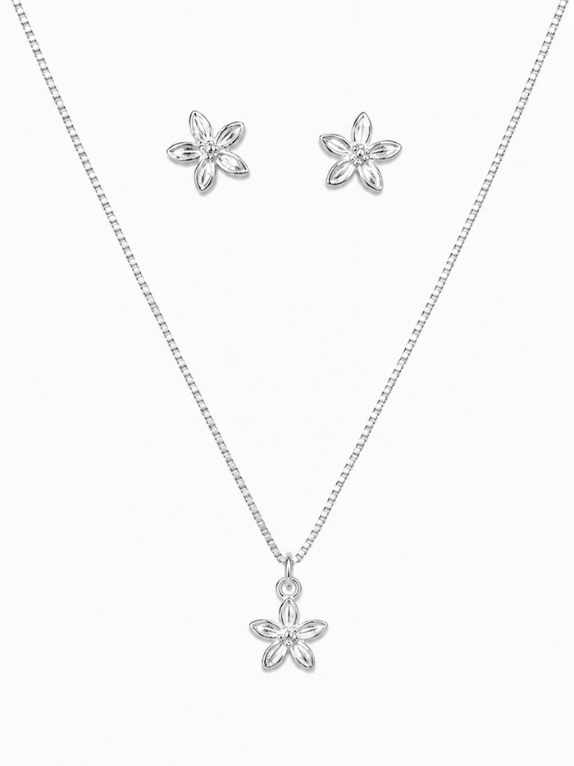 SET (COLLAR Y ARETES) FLOR MUJER PLATA 925 - 2