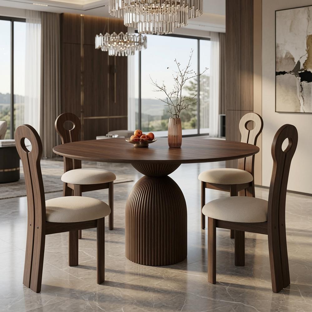 JUEGO DE COMEDOR MINIMALISTA ILEANA TU MESITA 4 SILLAS MARRÓN - 1