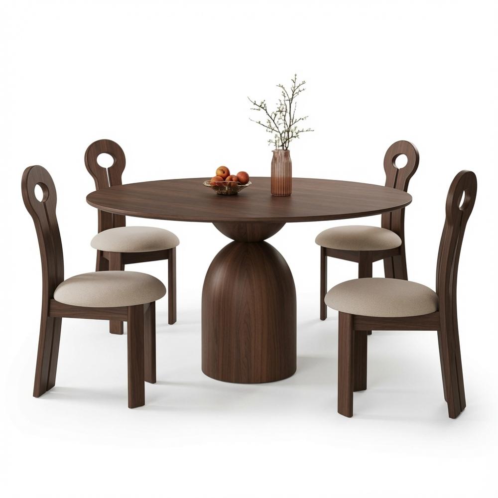 JUEGO DE COMEDOR MINIMALISTA ILEANA TU MESITA 4 SILLAS MARRÓN - 2
