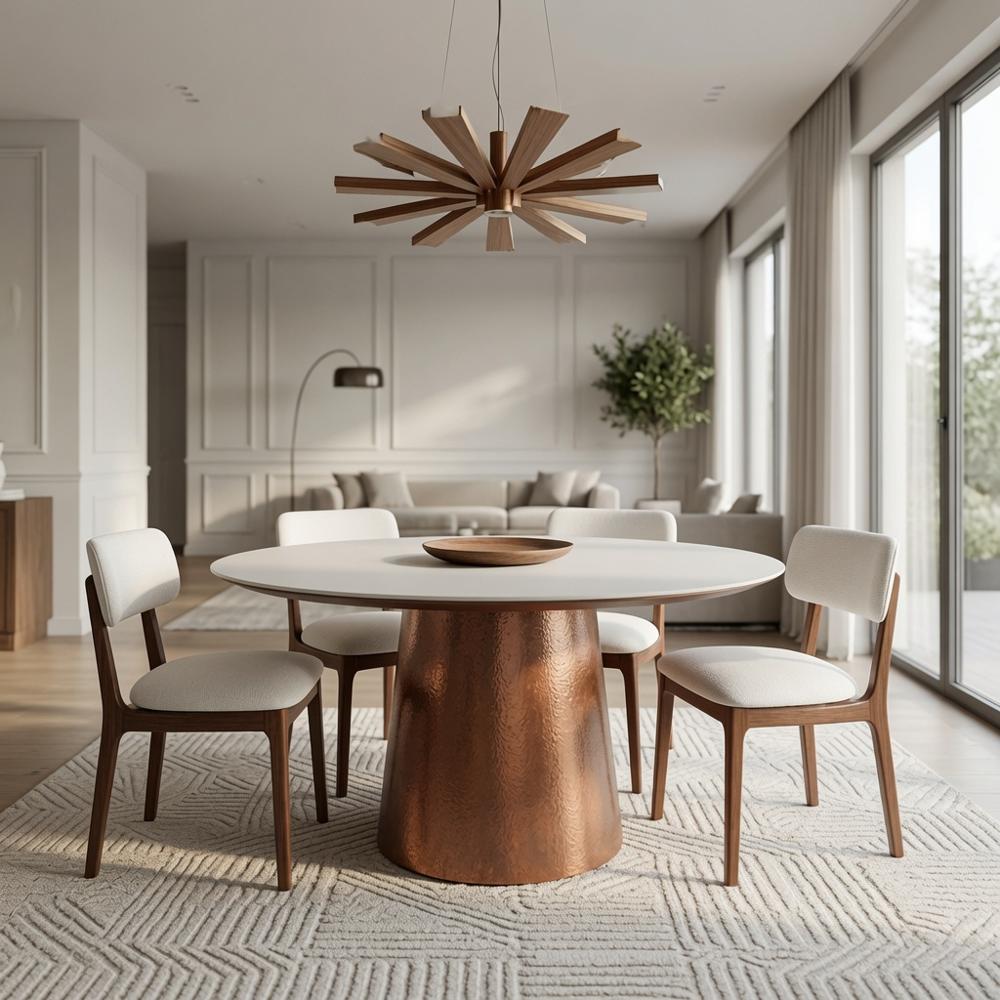 JUEGO DE COMEDOR NORDIC 4 SILLAS DE MADERA BASE ENCHAPADA MDF Y PIEDRA SINTERIZADA TU MESITA - 1
