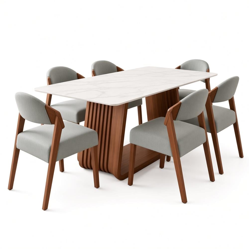 JUEGO DE COMEDOR VALENTINA MODERNO 6 SILLAS CON PIEDRA SINTERIZADA TU MESITA - 2