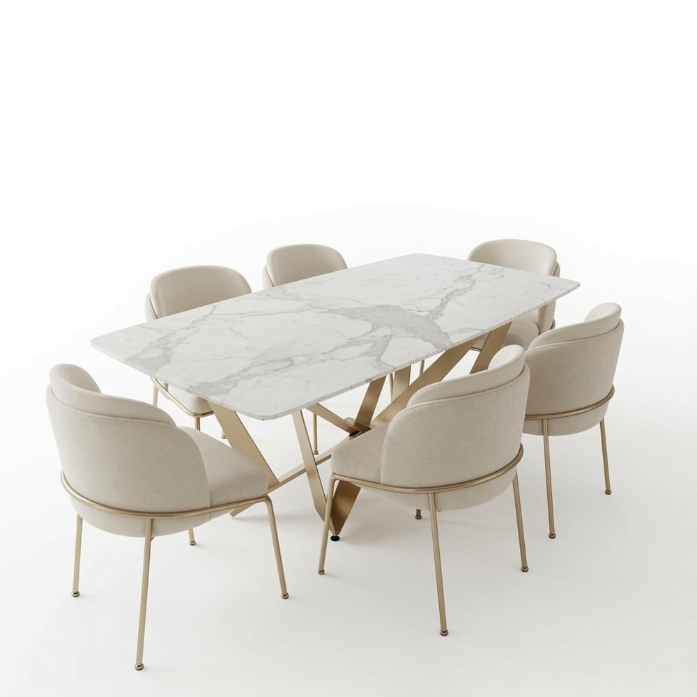 JUEGO DE COMEDOR CELESTE 6 SILLAS CON PIEDRA SINTERIZADA TU MESITA - 2