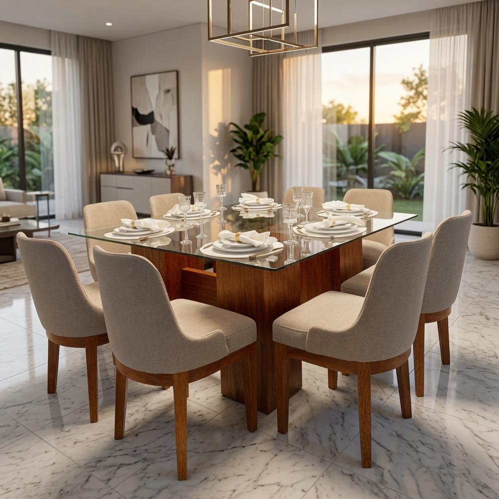 JUEGO DE COMEDOR TOSCANA 8 SILLAS DE MADERA TU MESITA - 1