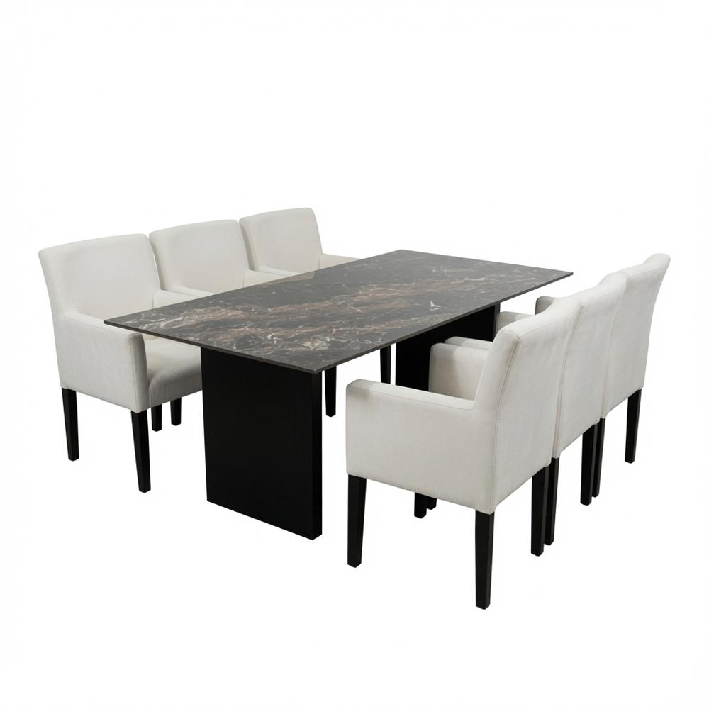 JUEGO DE COMEDOR MILANO 6 SILLAS DE MADERA TU MESITA CON PIEDRA SINTERIZADA - 2