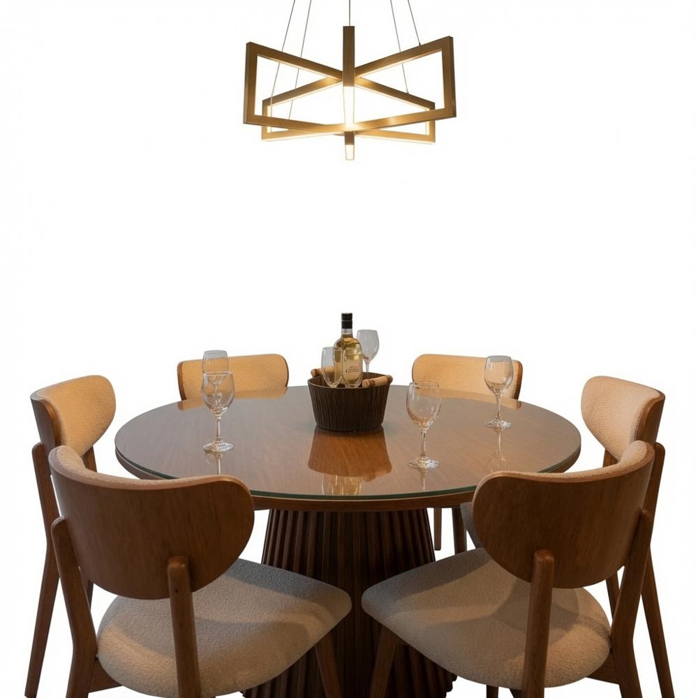 JUEGO DE COMEDOR TU MESITA LUCCA ELEGANTE EN MADERA CON VIDRIO PROTECTOR Y 6 SILLAS OREJÓN - 2
