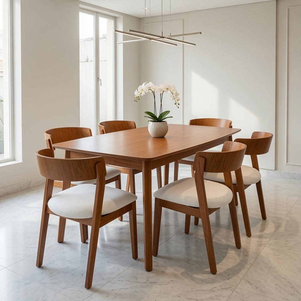 JUEGO DE COMEDOR AREZZO 6 SILLAS EN MADERA TORNILLO TU MESITA - 1