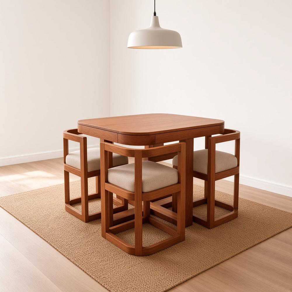 JUEGO DE COMEDOR BRUNO COMPACTO 4 SILLAS CON TABLERO DE VIDRIO TU MESITA - 1
