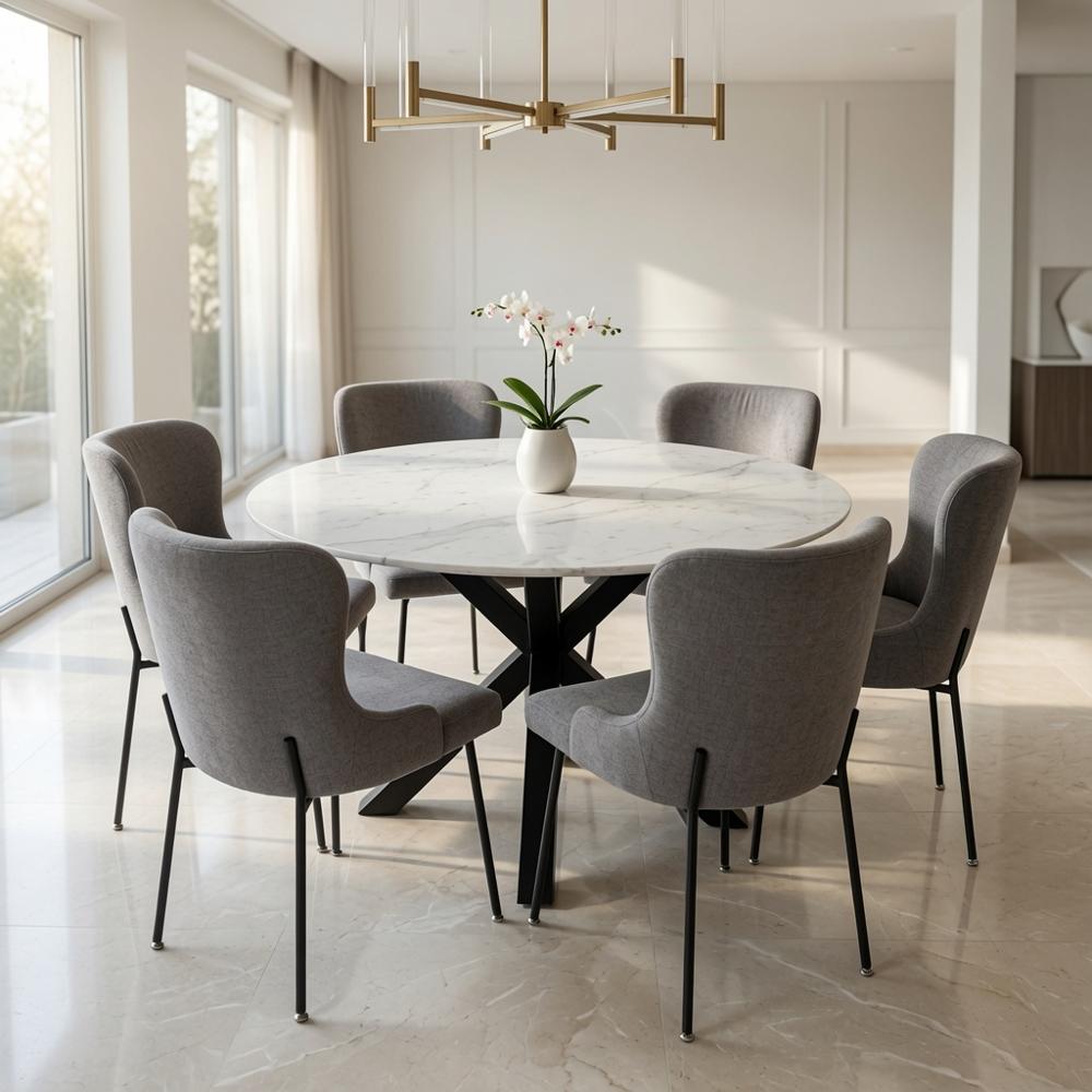 JUEGO DE COMEDOR ODETTE 6 SILLAS CON PIEDRA SINTERIZADA TU MESITA - 1