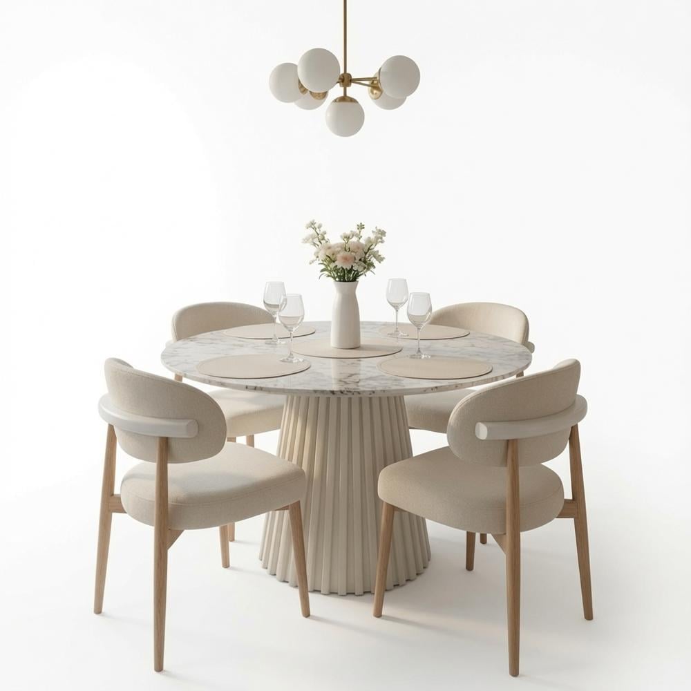 JUEGO DE COMEDOR 4 SILLAS TU MESITA NARA NÓRDICA CON PIEDRA SINTERIZADA COLOR HUESO - 2