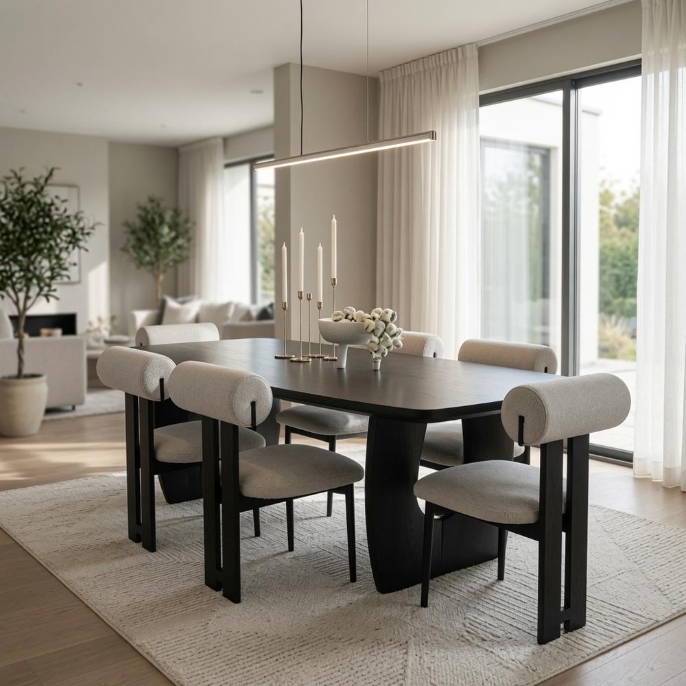 JUEGO DE COMEDOR LUXURY MDF 6 SILLAS DE MADERA MODERNAS TU MESITA - 1