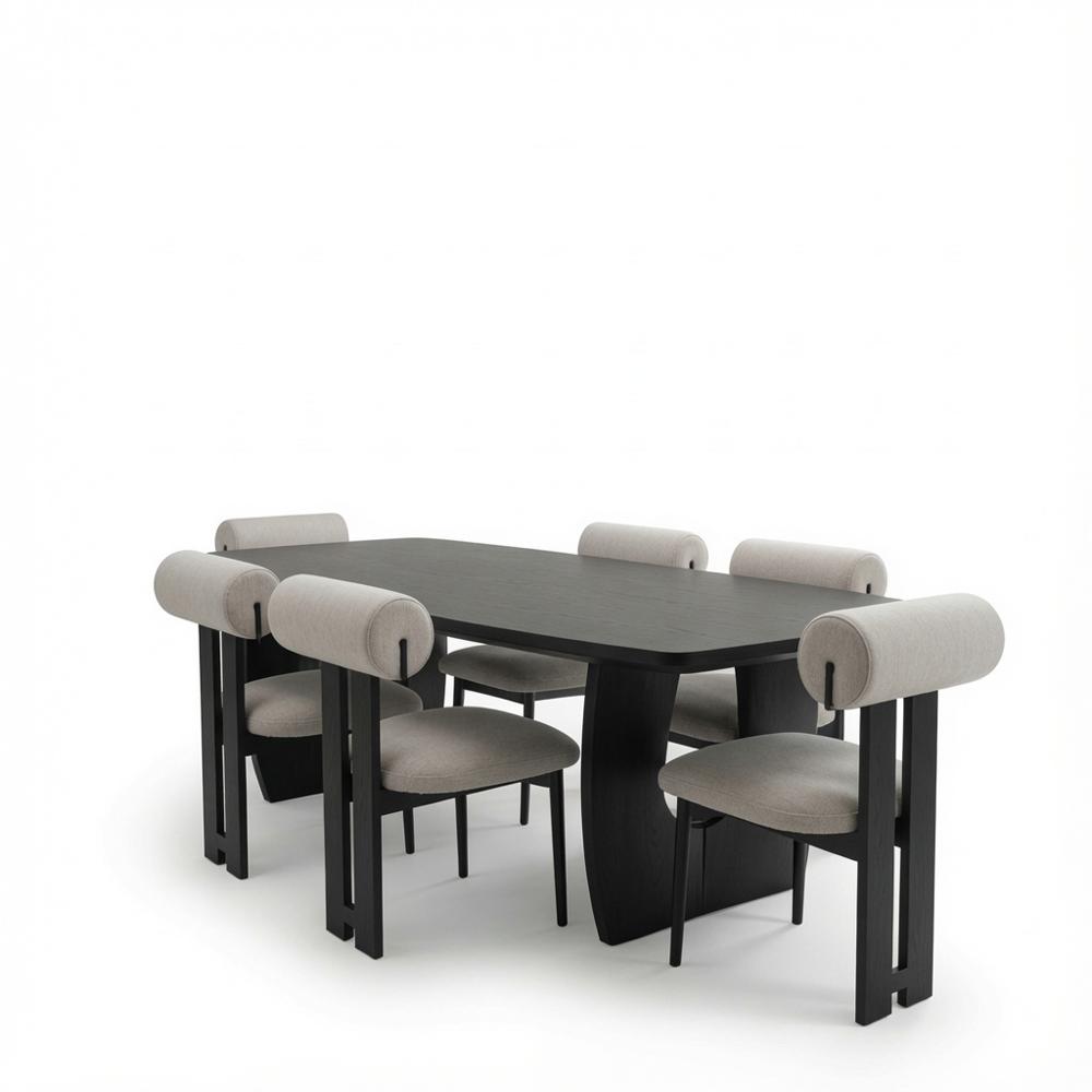 JUEGO DE COMEDOR LUXURY MDF 6 SILLAS DE MADERA MODERNAS TU MESITA - 2