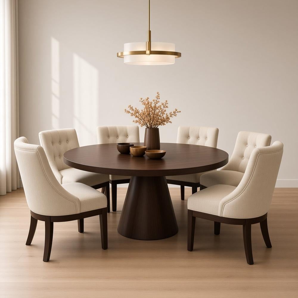 JUEGO DE COMEDOR FIORELLA CIRCULAR 6 SILLAS EN MADERA TU MESITA - 1