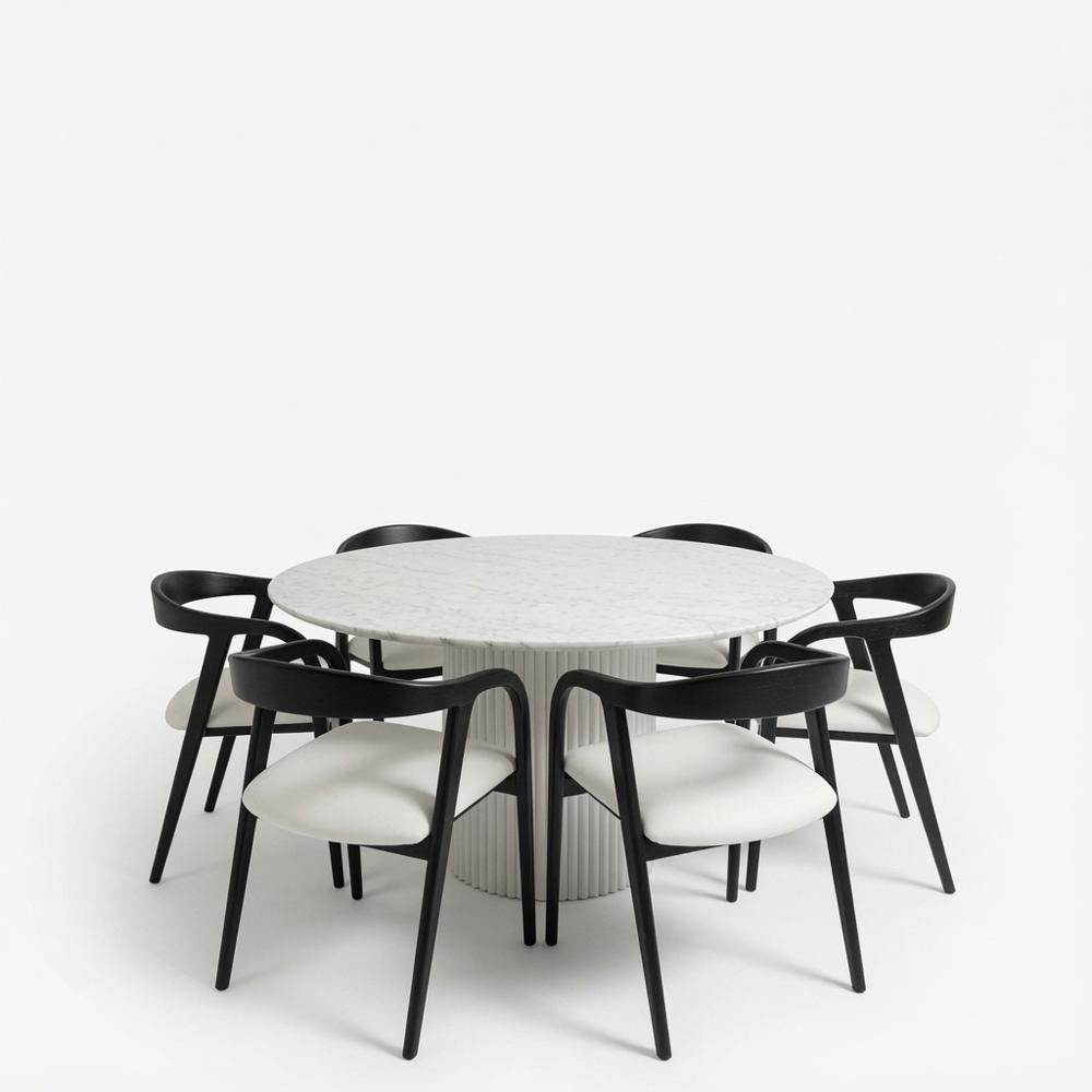 JUEGO DE COMEDOR ALMA BLANCO 4 SILLAS DUBAI BASE MDF RANURADA Y PIEDRA SINTERIZADA TU MESITA - 2
