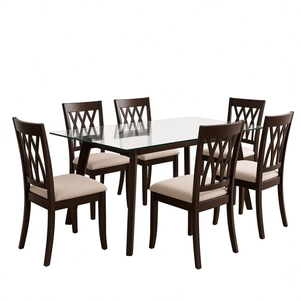 JUEGO DE COMEDOR ALESSIA CLÁSICO 6 SILLAS CON TABLERO DE VIDRIO TU MESITA - 2