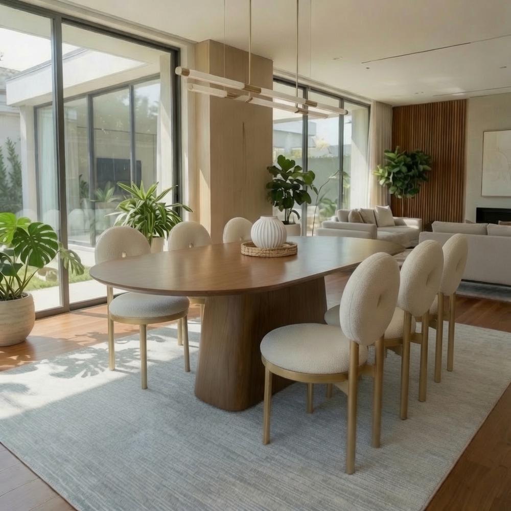 JUEGO DE COMEDOR MODERNO LUMA MDF ENCHAPADO EN LAMINA DE MADERA 6 SILLAS TU MESITA - 1