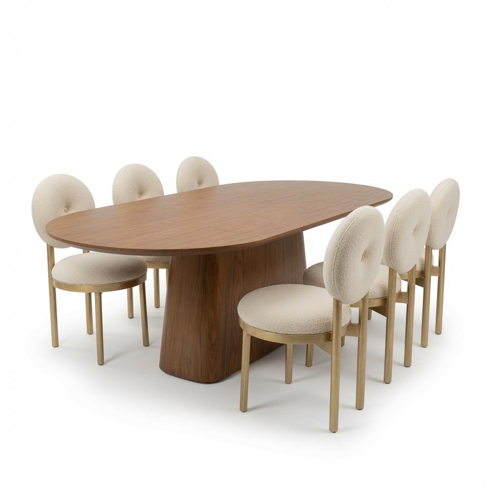 JUEGO DE COMEDOR MODERNO LUMA MDF ENCHAPADO EN LAMINA DE MADERA 6 SILLAS TU MESITA - 2