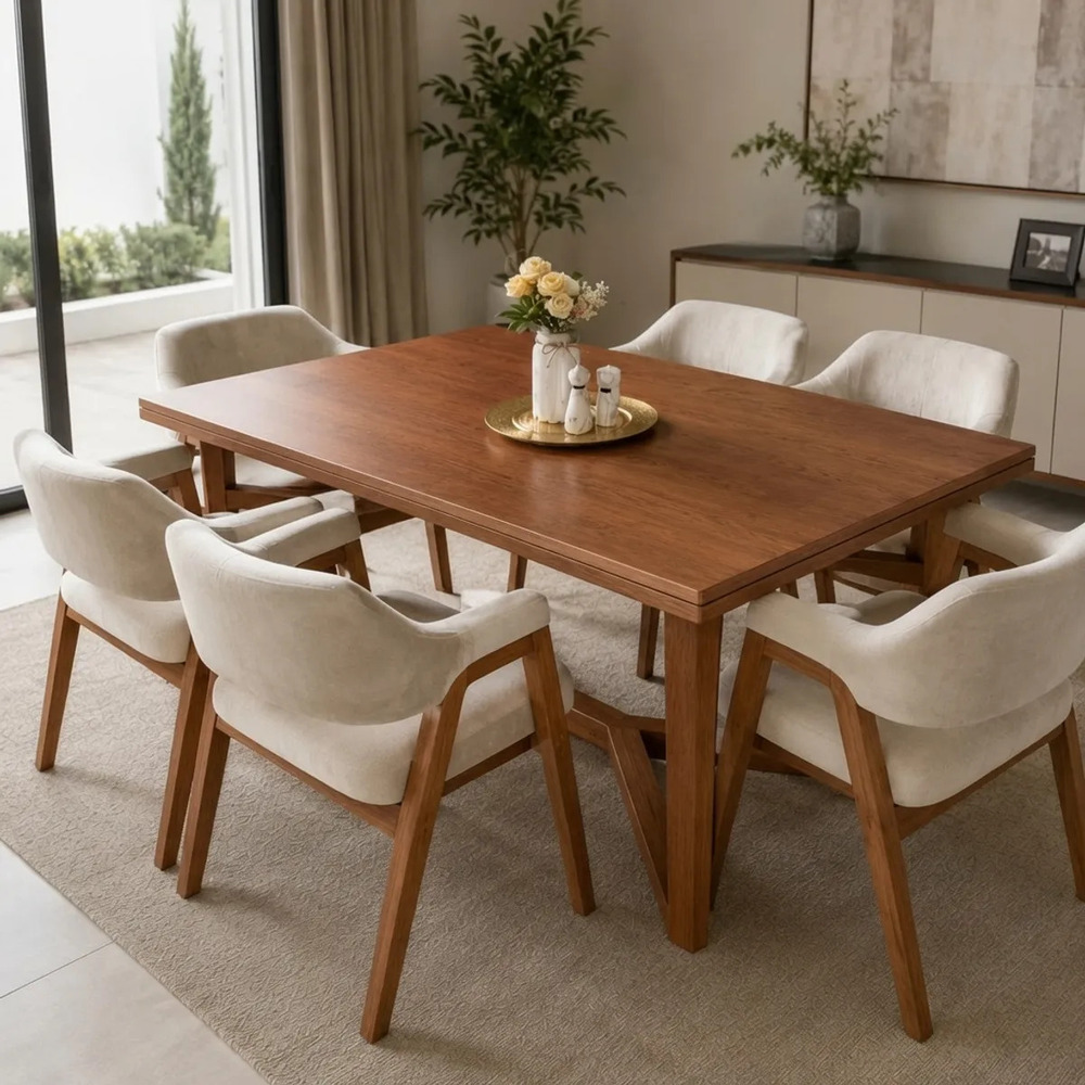 JUEGO DE COMEDOR CON 6 BUTACAS TU MESITA ELARA AESTHETIC EN MADERA - 1